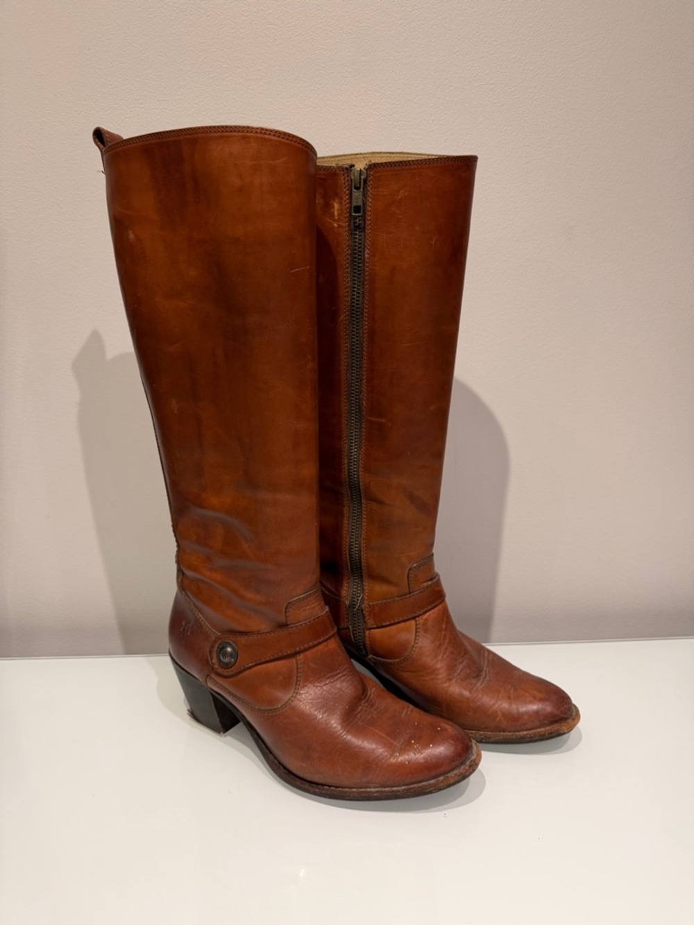 Frye Heeled Tall Brown Boots Size 7.5